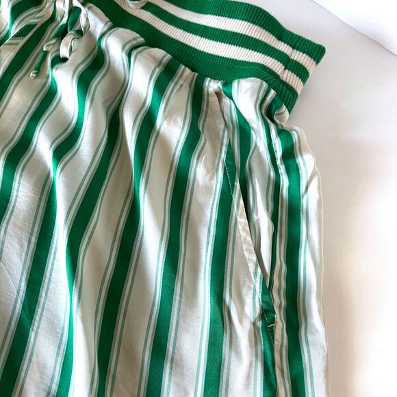 ANTHROPOLOGIE Silky Stripe Bermuda Boxer Shorts in Green Cream  Size M - Picture 7 of 11